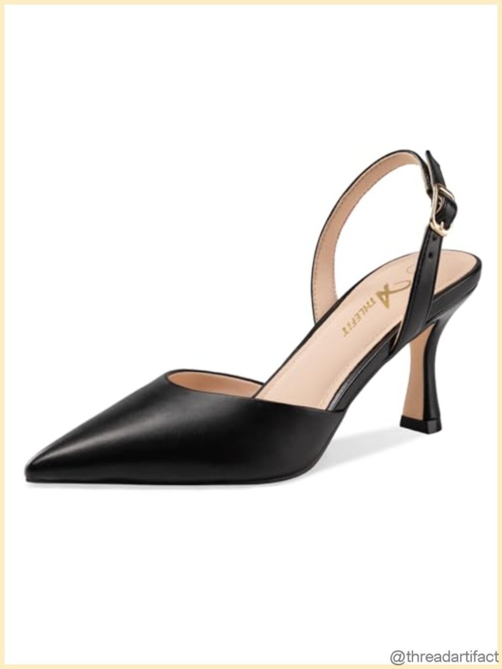 Kitten Heel Slingback Pumps Closed Toe Faux Leather Dress Shoes